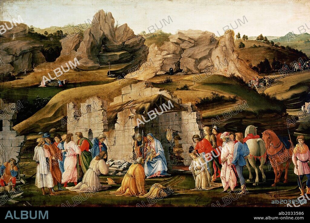 Filippino Lippi / 'Adoration of the Kings', c. 1480, Oil on wood, 57.5 x 85.7 cm.