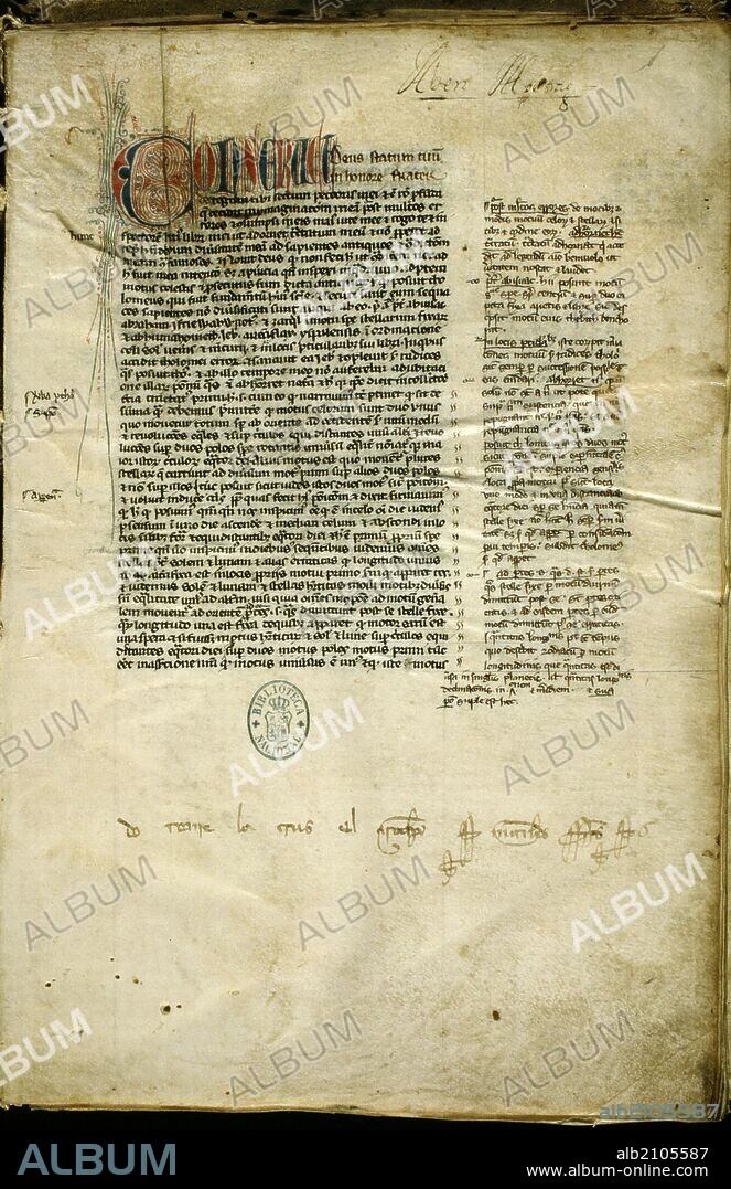 MANUSCRITO LATINO: SIGNATURA 10016. TABLAS DE AL-JWARIUZMI. FOLIO 8 RO. COMIENZAN LOS CANONES. MEDIEVAL DOCUMENTO.(EXPOSICION EL LEGADO CIENTIFICO DE AL-ANDALUS)(DEPOSITO: BIBLIOTECA NACIONAL).