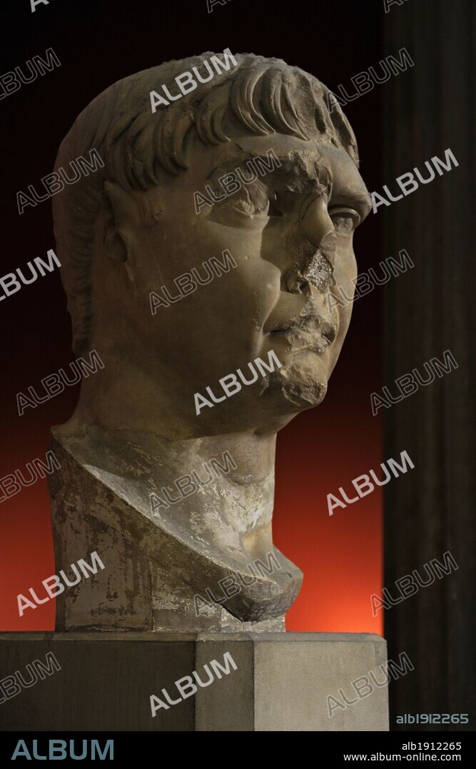 Trajan (53-117 AD). Roman emperor. Bust from acrolithic statue. Marble. 117-138 AD. From Trajaneum or Temple of Trajan. Pergamum. Pergamon Museum. Berlin. Germany.