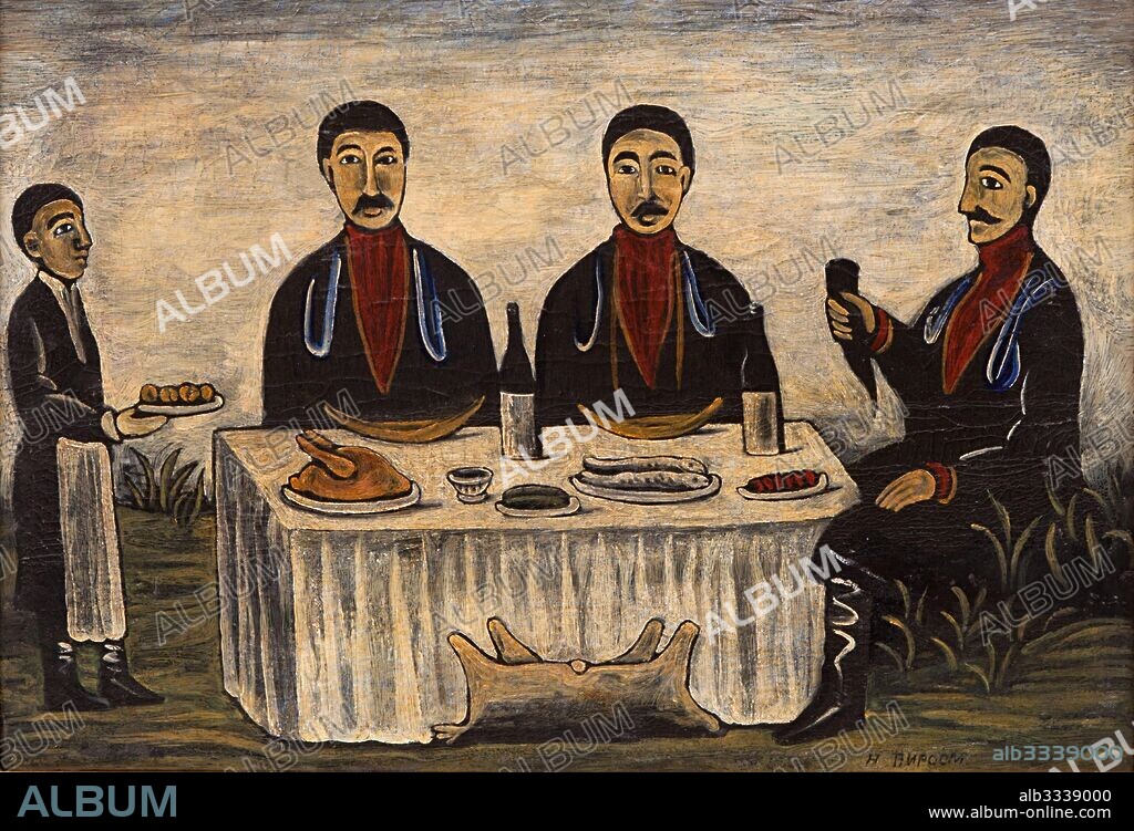 NIKO PIROSMANI. Three Men at Dinner.