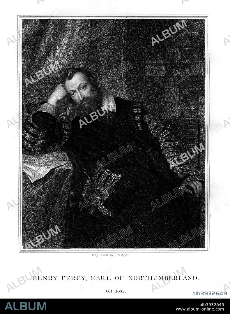 Henry Percy, 9th Earl of Northumberland, (1824). Percy's (1564-1632) estates of Petworth House and Syon House were acquired on his marriage to Dorothy Devereux, the sister of Robert Devereux, 2nd Earl of Essex, in 1594. Percy spent 16 years as a prisoner in the Tower of London where he smoked tobacco with Walter Raleigh.