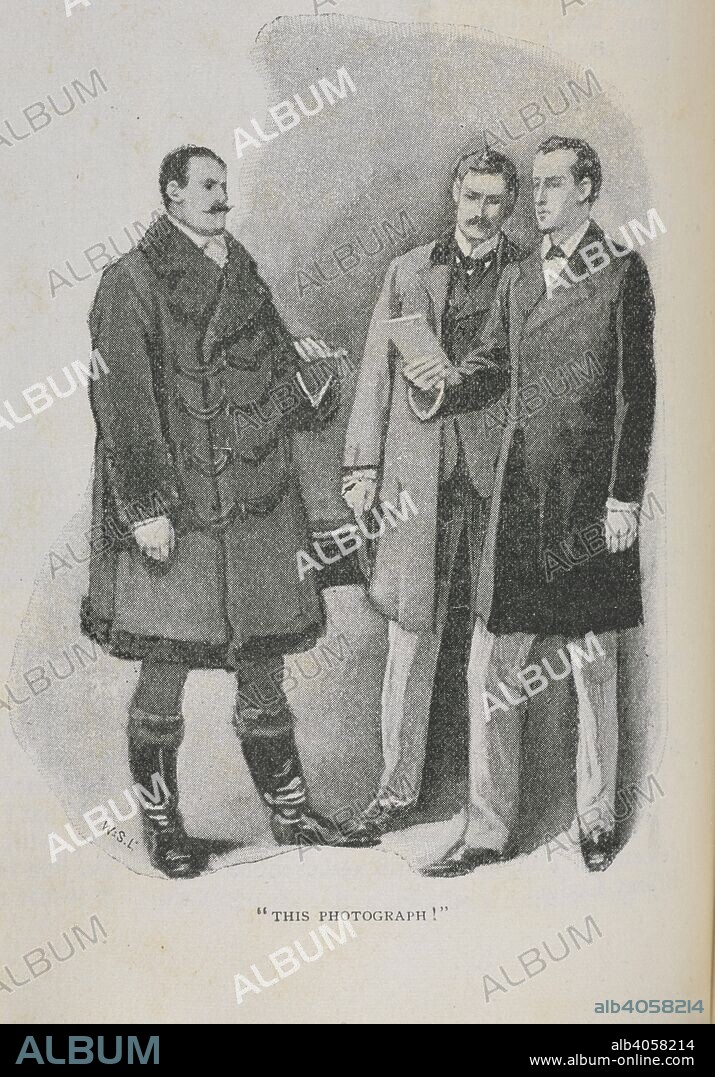 ARTHUR CONAN DOYLE et SYDNEY PAGET. Sherlock Holmes looking at a photograph of Irene Adler. Illustration for the story, 'a scandal in Bohemia.'. The Strand magazine : an illustrated monthly / edited by G. Newnes. London, 1891, July to December. Source: P.P.6004.glk, volume II. page 74.