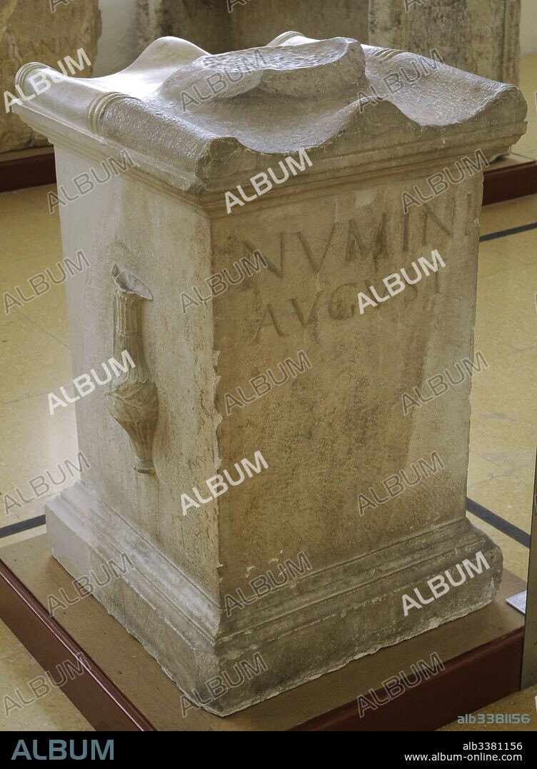 Altar dedicated to the numen Augusti. Located in the Theater Orchestra. 1st century AD. Tarragona. National Archaeological Museum. Tarragona. Catalonia, Spain.