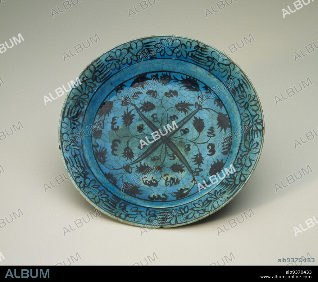 Plate, Persian, Safavid period, 15011722, 16th17th century, Glazed fritware with underglaze painted decoration, Kubachi, Caucasus, Dagestan, Asia, Tabriz, East Azerbaijan, Iran, Asia, Ceramics, height: 2 3/8 in. (6 cm).
