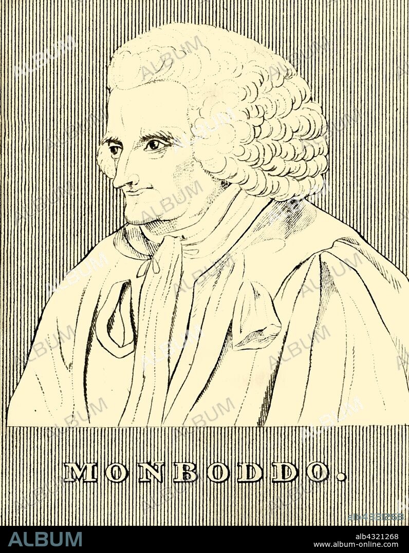 'Monboddo', (1714-1799), 1830. James Burnett, Lord Monboddo (1714-1799) Scottish judge, scholar of linguistic evolution, philosopher and deist. From "Biographical Illustrations", by Alfred Howard. [Thomas Tegg, R. Griffin and Co., J. Cumming, London, Glasgow and Dublin, 1830].