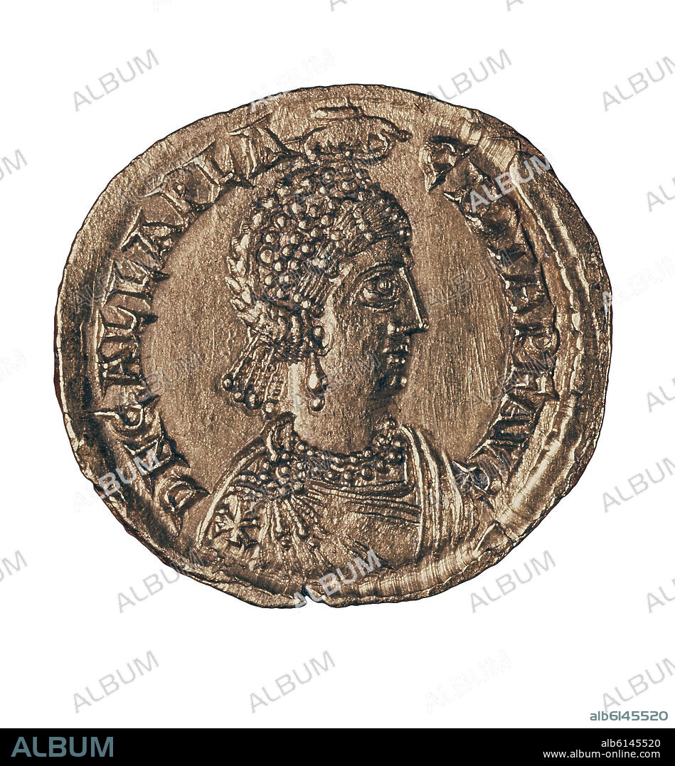 MONEDA DE GALA PLACIDIA - SIGLO V.