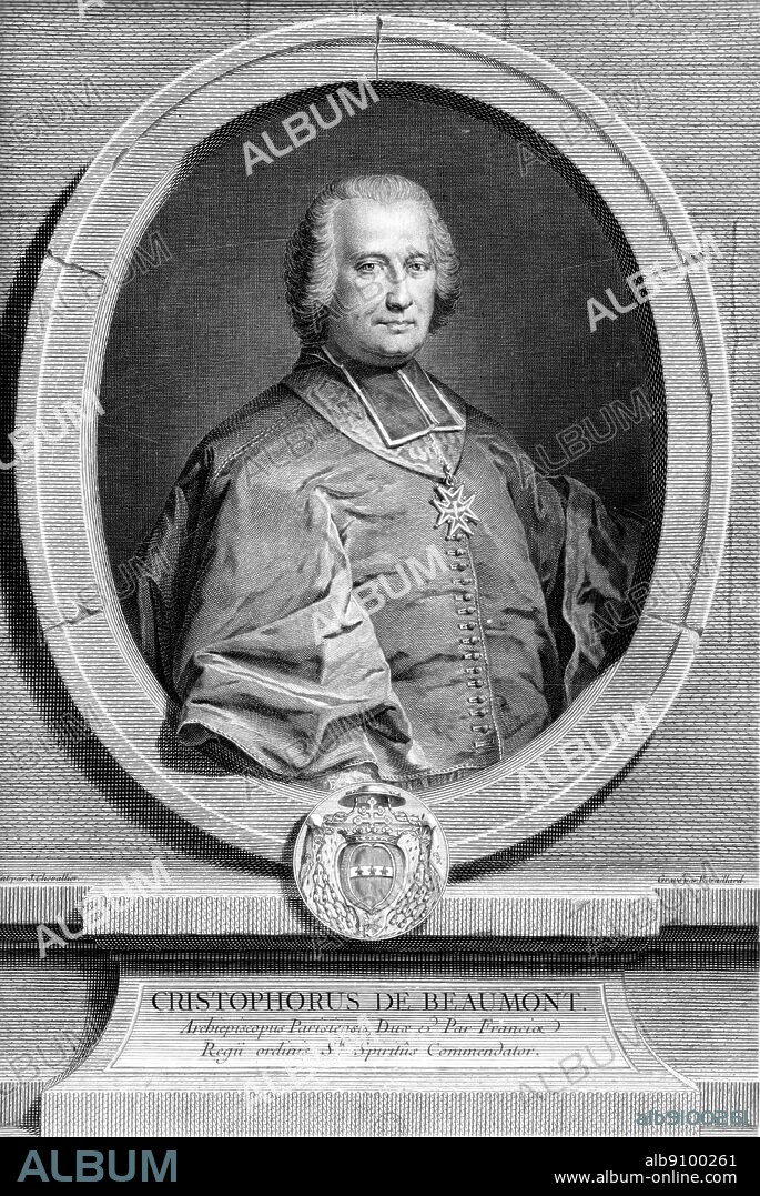 Christophe de Beaumont, Archbishop of Paris - engraving by R. Gaillard after J. Chevallier.