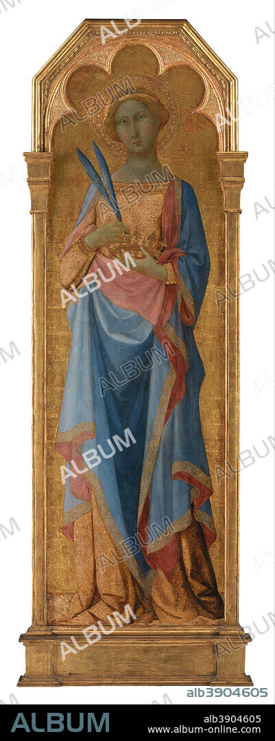 MASTER OF PALAZZO VENEZIA MADONNA. St. Corona. Date/Period: Ca. 1350. Alterpiece. Tempera on panel. Gold ground. Height: 1,550 mm (61.02 in); Width: 480 mm (18.89 in).