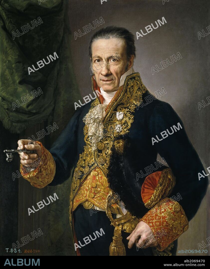 VICENTE LOPEZ PORTAÑA. Vicente López Portaña / 'Luis Veldrof, aposentador mayor y conserje del Real Palacio', Hacia 1820, Escuela Española, Óleo sobre Lienzo, 99,5 cm x 80,5 cm, P04407.