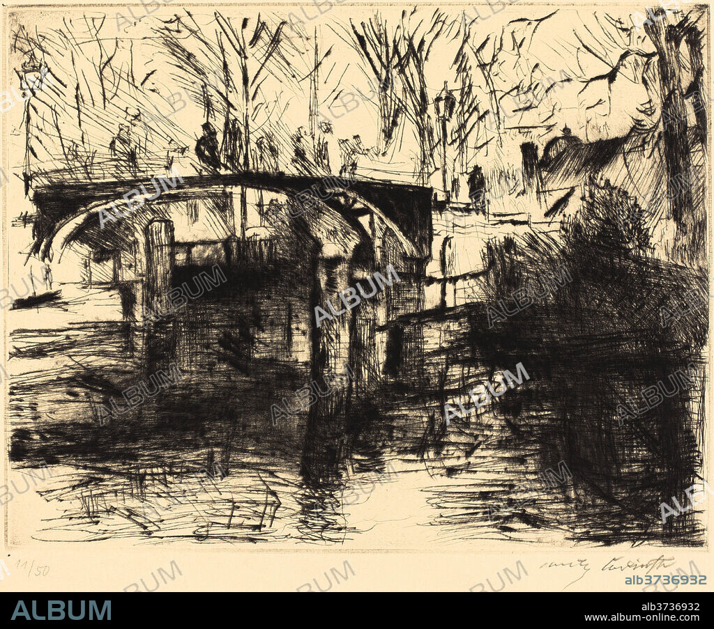 LOVIS CORINTH. View of the Tiergarten (Aus dem Tiergarten). Dated: 1920. Dimensions: plate: 24.6 x 31.8 cm (9 11/16 x 12 1/2 in.)  sheet: 34.5 x 51 cm (13 9/16 x 20 1/16 in.). Medium: drypoint in black on wove paper.