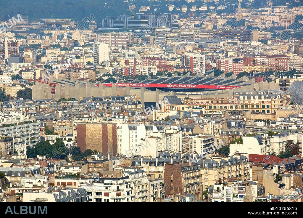 football stadium. View from Ballon de Paris. Parc André Citroën. Paris. France.