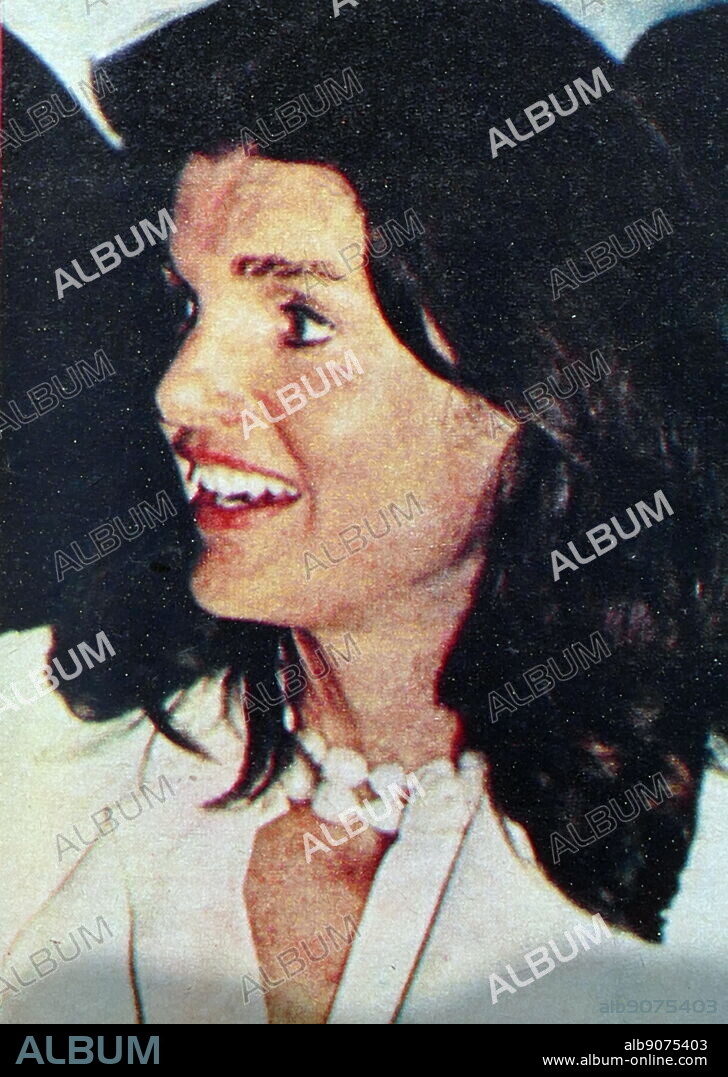 Jacqueline Lee Kennedy Onassis (1929 - 1994), First Lady of the United States during the presidency of her husband, John F. Kennedy, from January 1961 until his assassination in November 1963.