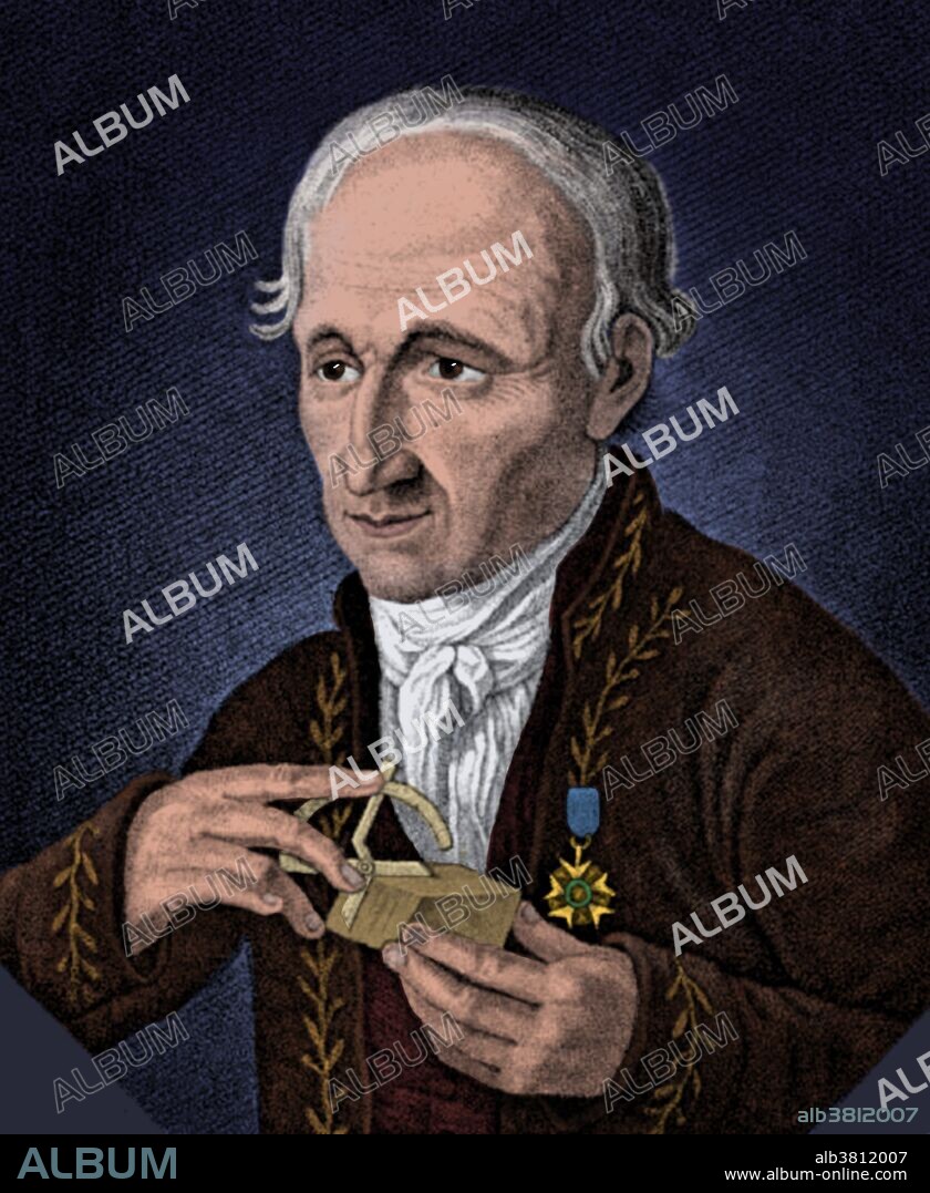 Rene Just Hauy (February 28, 1743 - June 3, 1822) was a French mineralogist and ordained Roman Catholic Priest. His interest in crystallography resulted from the accidental breaking of a piece of calcite. Upon examination he discovered that they cleaved along straight planes that met at constant angles. He broke more pieces of calcite and found that, regardless of the original shape, the broken fragments were consistently rhombohedral which led to his theory of crystal structure. Hauy's law of whole numbers (law of rational intercepts), one of the primary laws of crystallography and also one of the first quantitative laws of the atomic-molecular structure of solids. He is also known for the observations he made in pyroelectricity. When the Revolution broke out, he was thrown into prison. In 1802, under Napoleon, he became professor of mineralogy at the National Museum of Natural History. After 1814 he was deprived of his appointments by the Restoration government. His final days were spent in poverty and he died in 1822 at the age of 79. His name is one of the 72 names inscribed on the Eiffel Tower. This image has been colorized.