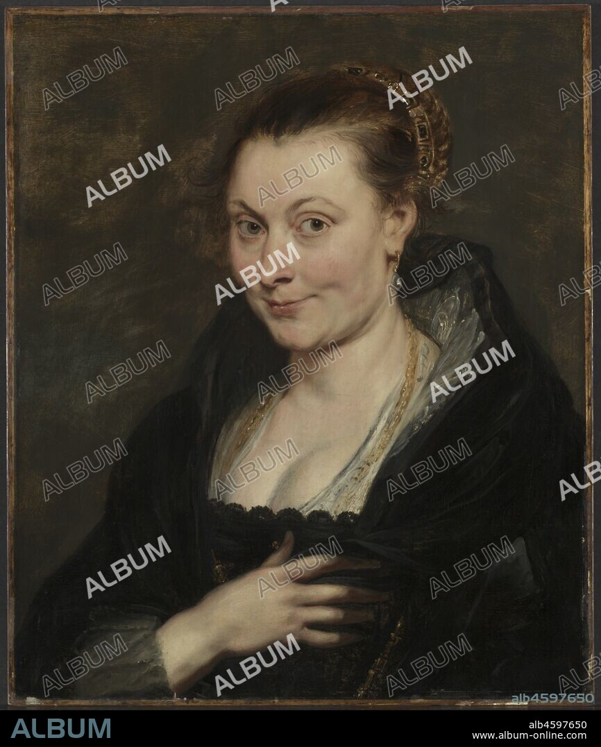 Portrait of Isabella Brant, c. 1620-25. Isabella Brant was Rubens?s first wife. He painted her many times in many different ways before she died at the age of 35 (she is a model for a nymph in the other work by Rubens in this room). This intimate portrait, painted at least five years before her death, suggests the close relationship between the painter and sitter through the warm palette, the luscious brushstrokes, and her lively expression.