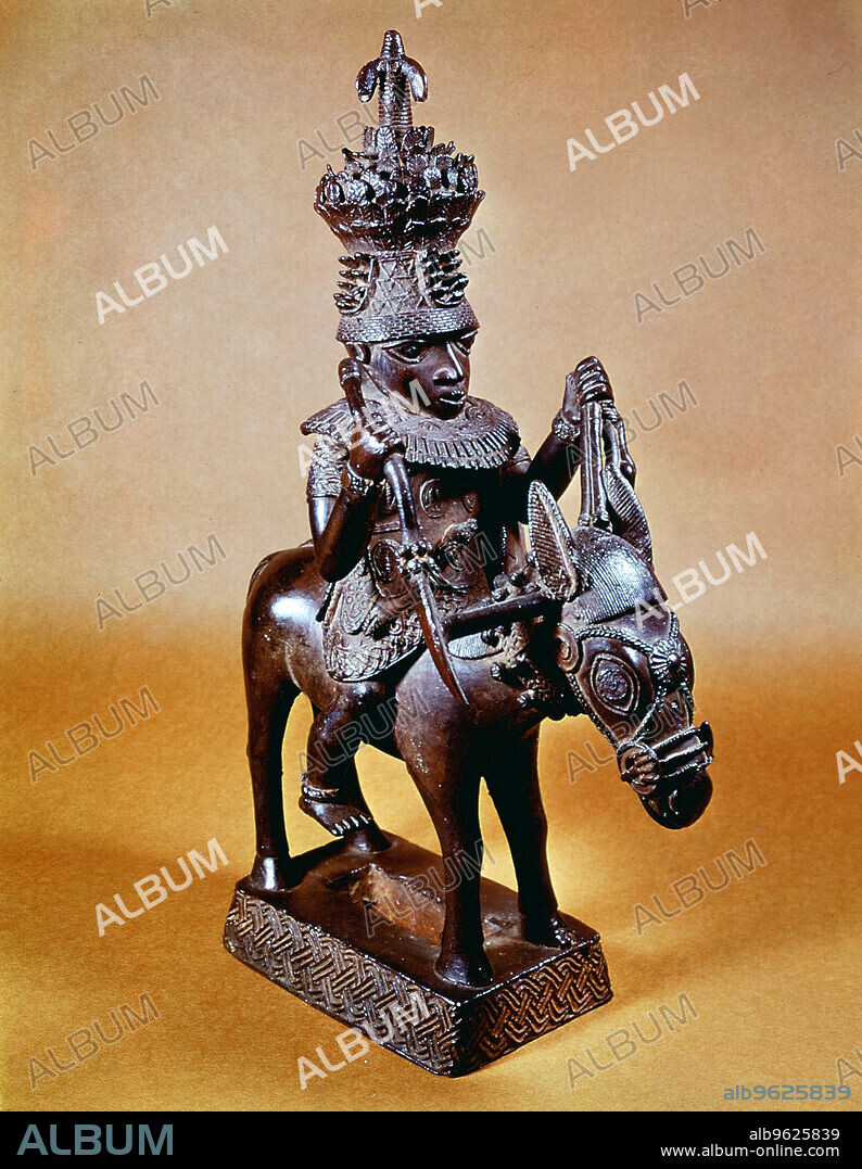 Benin bronze of horse and rider, West African. From the British Museum.