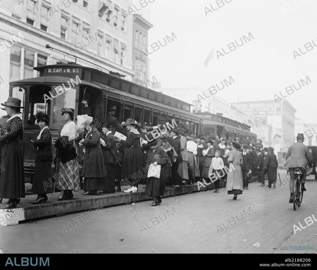 Rush Hour Traffic in Washington, DC packs trolley cars.