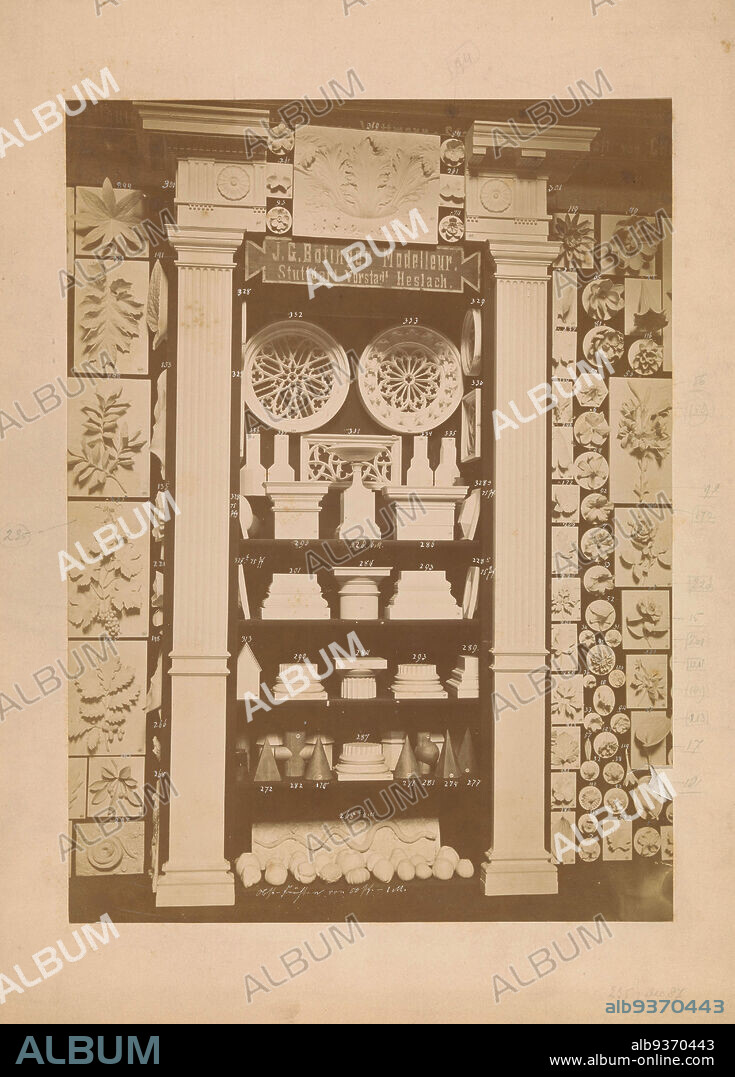 Arrangement of plaster models by J.G. Bofinger, anonymous, Europe, c. 1887, cardboard, albumen print, height 324 mm × width 239 mm.
