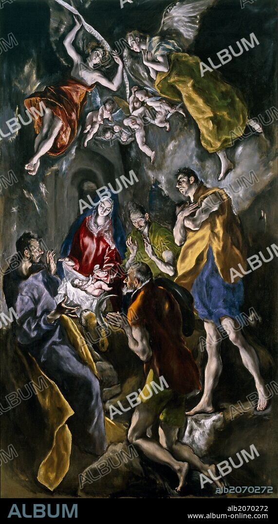 El Greco / 'Adoración de los pastores', 1612-1614, Escuela Española, Óleo sobre Lienzo, 319 cm x 180 cm, P02988.