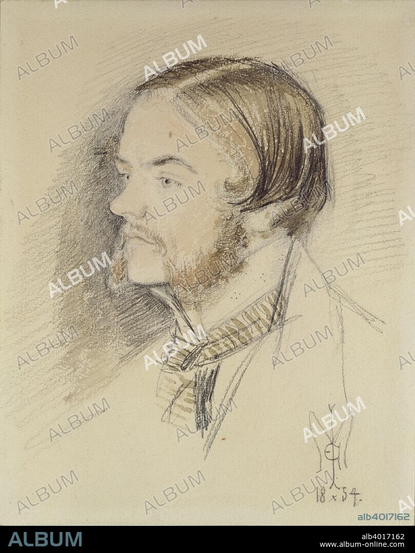 Portrait of William Holman Hunt, 1854. Dimensions: height x width: sheet 22 x 17.5 cm.