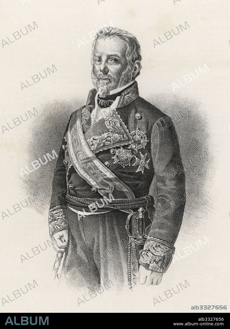 Evaristo Fernández de San Miguel Valledor (1785-1862), noble, militar, político e historiador español. Grabado de 1880.