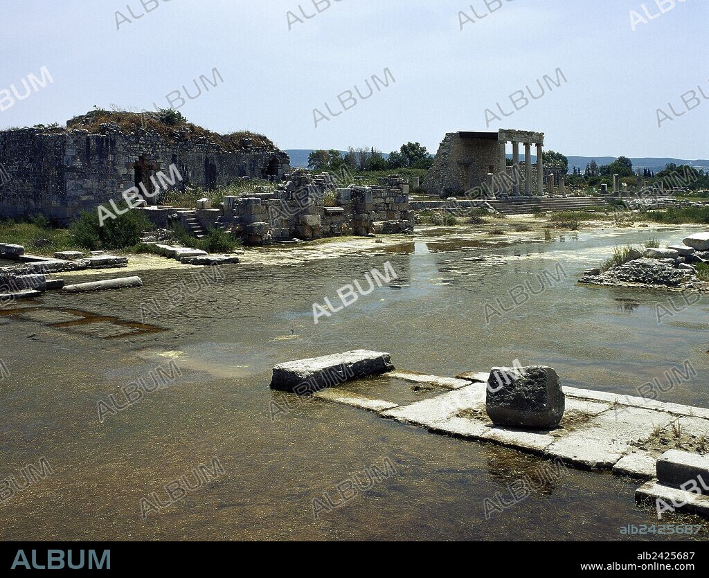 ARTE GRIEGO. HELENISTICO. ASIA MENOR. MILETO. Ciudad griega, antiguamente situada a orillas del mar. Fué una de las ciudades más poderosas de Asia Menor. Vista del AGORA SEPTENTRIONAL, cercana a la Vía Sacra. TURQUIA. Península Anatólica.