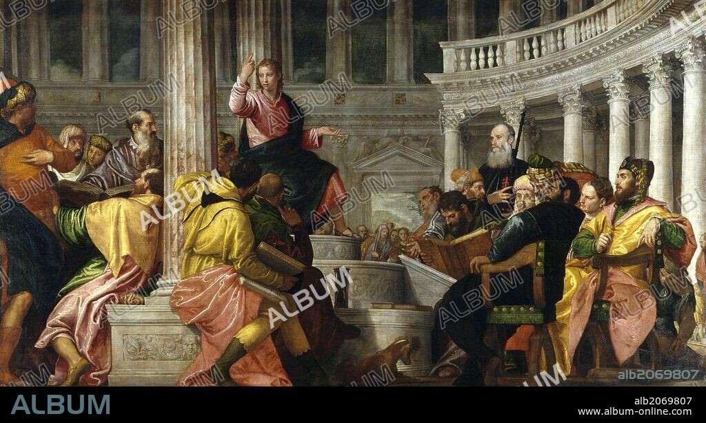 Paolo Veronese / 'La disputa con los doctores en el Templo', Hacia 1560, Escuela Italiana, Óleo sobre Lienzo, 236 cm x 430 cm, P00491.