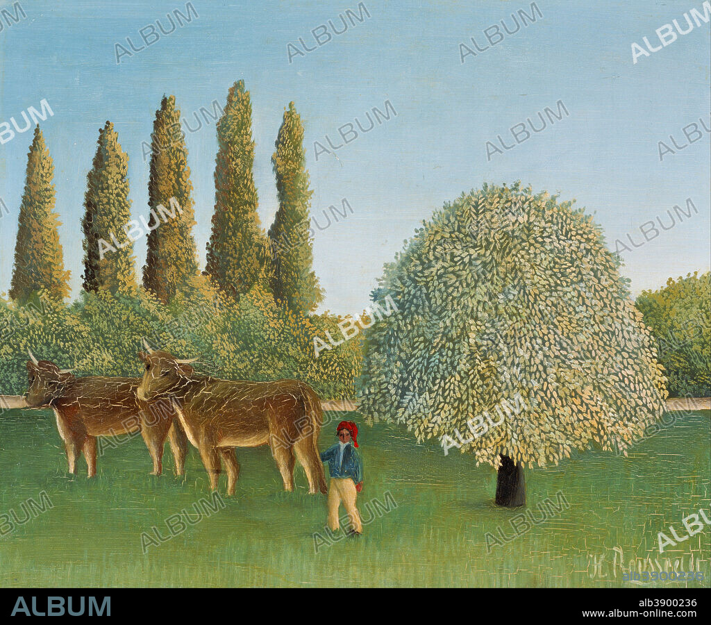 HENRI ROUSSEAU. Meadowland (The Pasture). Date/Period: 1910. Painting. Oil on canvas. Height: 46 cm (18.1 in); Width: 55.3 cm (21.7 in).
