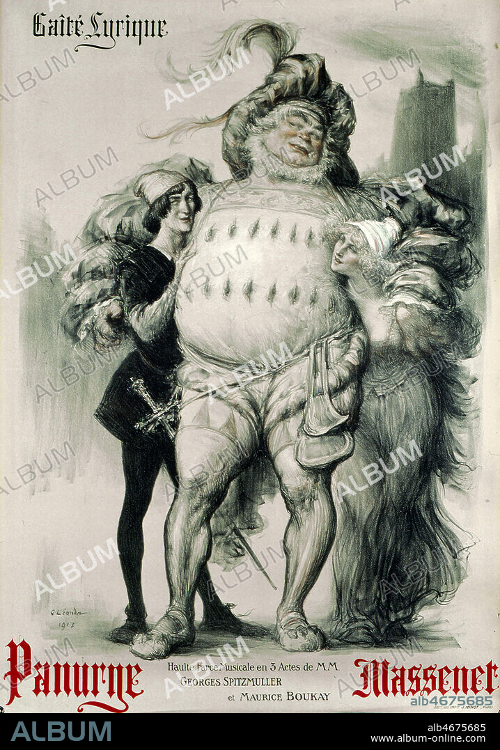 Affiche PANURGE de Massenet au Theatre de la Gaite Lyrique , dessin de Charles LEANDRE (1862-1934), 1913. Credit Collection PERRIN/ Kharbine Tapabor.