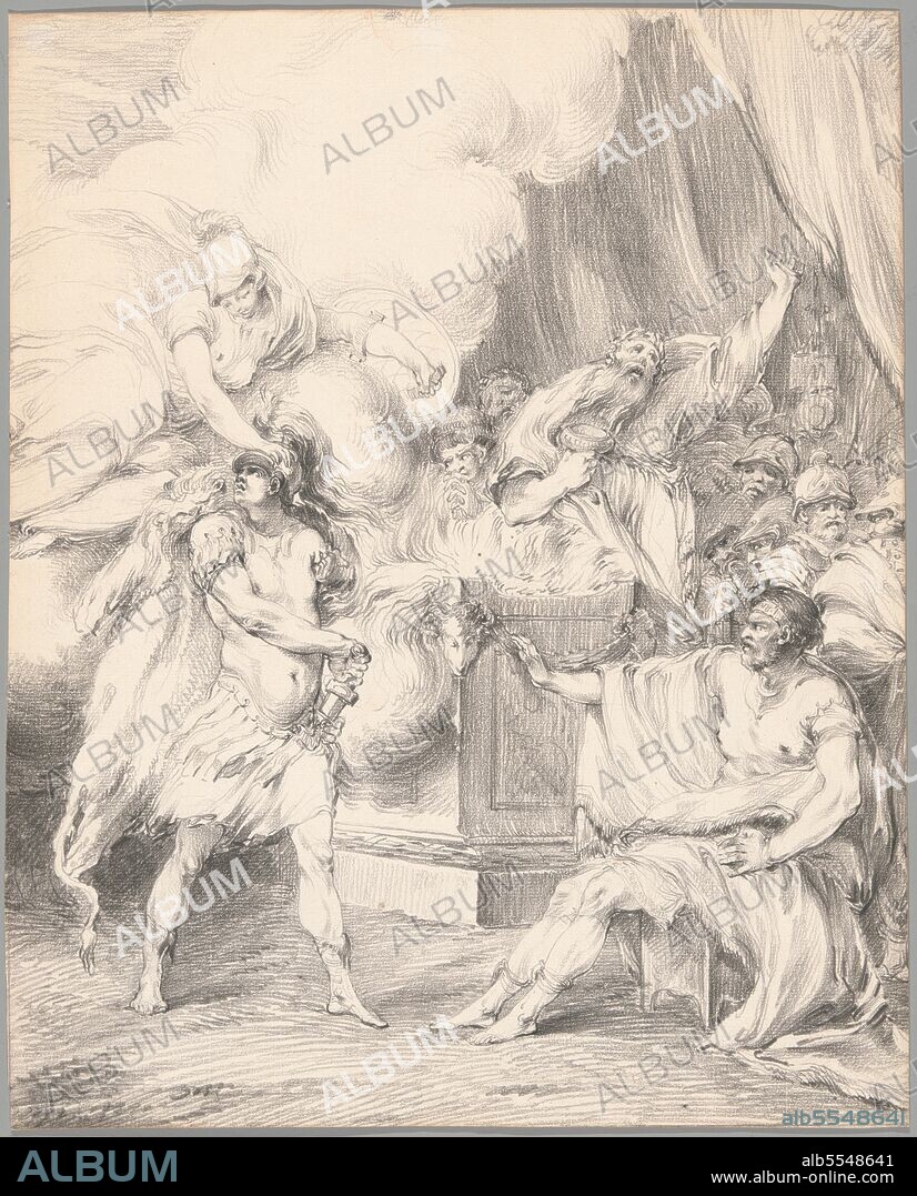 JOHAN TOBIAS SERGEL. Achilles Restrained by Athena in Agamemnon's Tent, from Iliad, Book I, 1765/66.