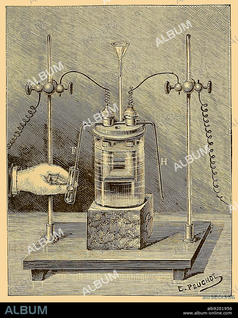 Henri Moissan (1852-1907) was a French chemist and pharmacist who won the 1906 Nobel Prize in Chemistry for his work in isolating the chemical element fluorine from its compounds, which he did in 1886. Illustration from 1887 by E. Peuchot.