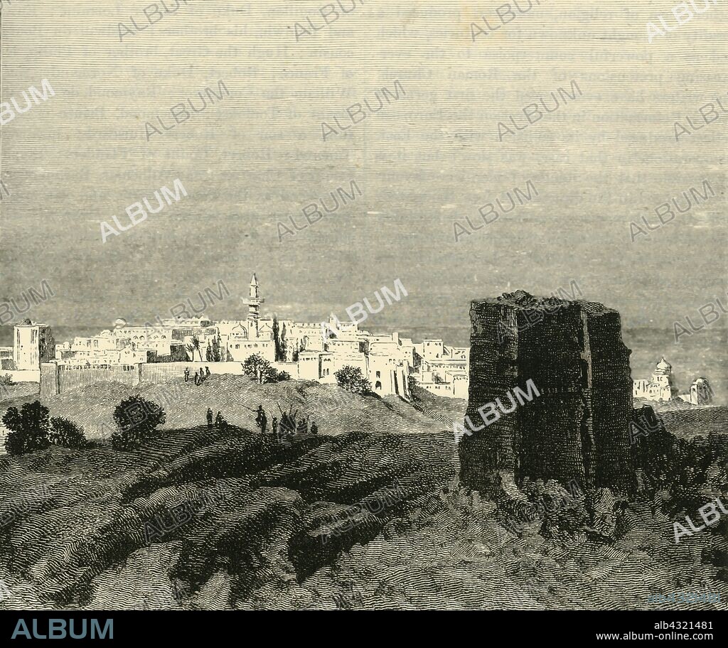 'Tyre', 1890.  Tyre in the Lebanon is an ancient Phoenician city on the Mediterrannean sea. In 395 Tyre became part of the Byzantine Empire until 638, when it was occupied by  Arabs. In the Revolt of Tyre (996-998), the city rose up against Fatimid rule. From "Cassell's Illustrated Universal History, Vol. III - The Middle Ages", by Edmund Ollier. [Cassell and Company, Limited, London, Paris and Melbourne, 1890. ].