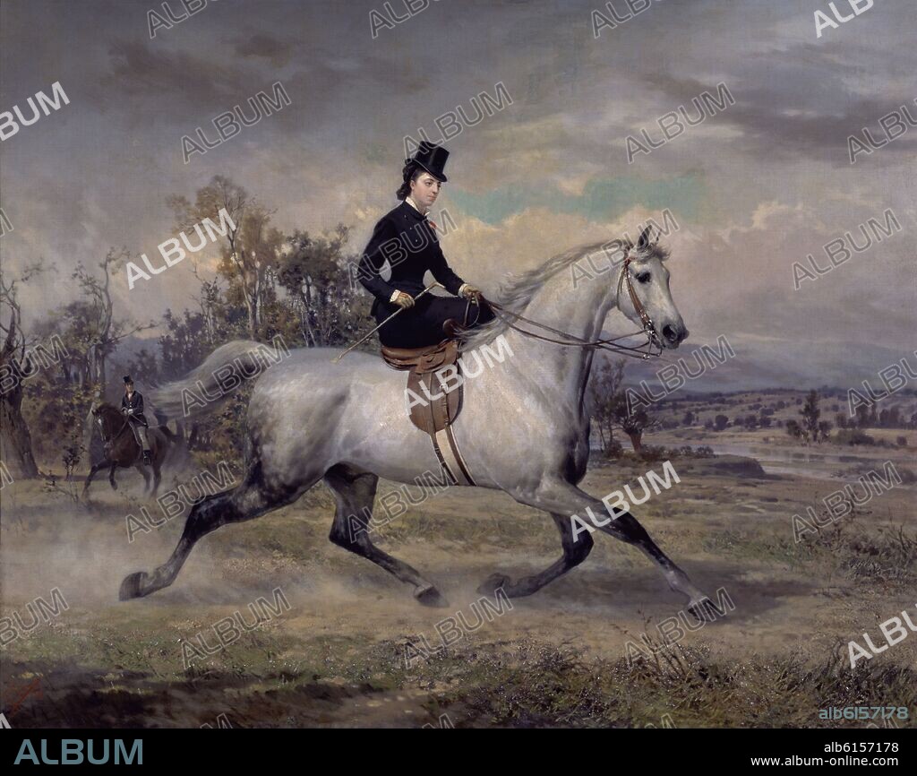 EDUARDO BALACA YOREJAS-CANSECO (1840-1914). DUQUESA DE ALBA A CABALLO - SIGLO XIX.