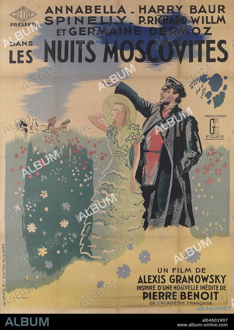 YURI PAVLOVICH ANNENKOV. Movie poster Les Nuits moscovites by Alexis Granowsky.