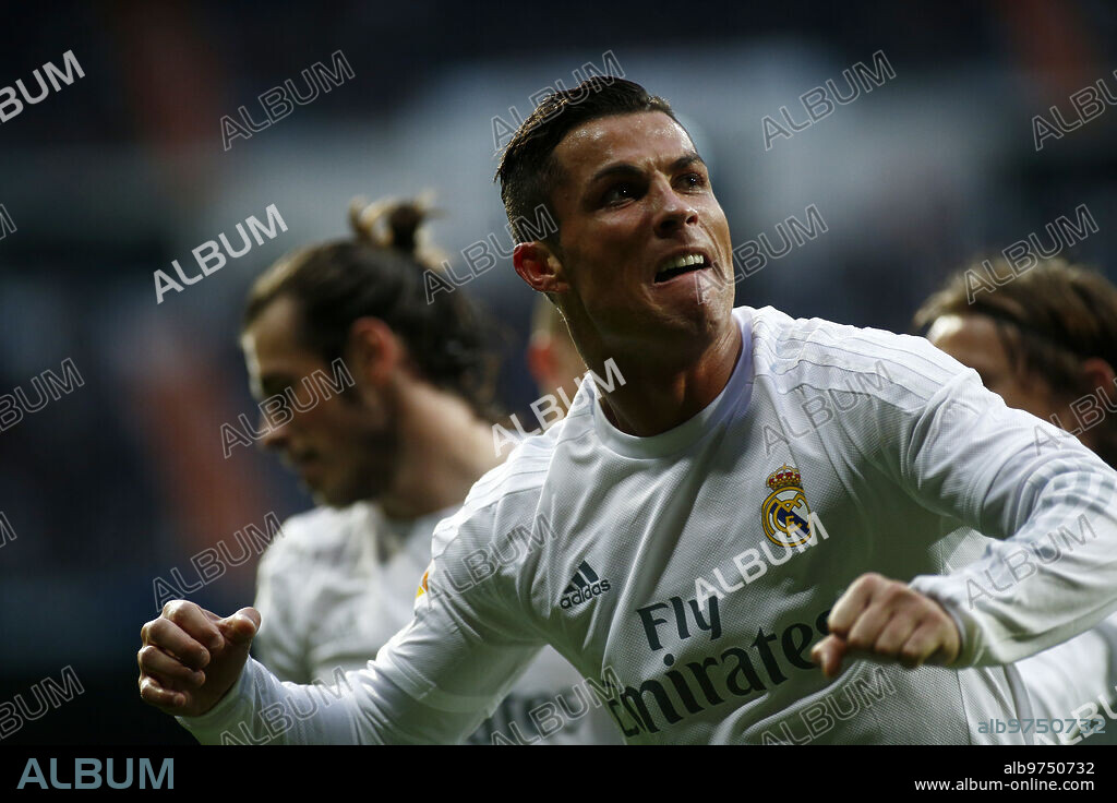 Madrid, 12/30/2015. League match played at the Santiago Bernabéu stadium between Real Madrid and Real Sociedad. In the image, Cristiano Ronaldo celebrates a goal. Photo: Oscar del Pozo ARCHDC.