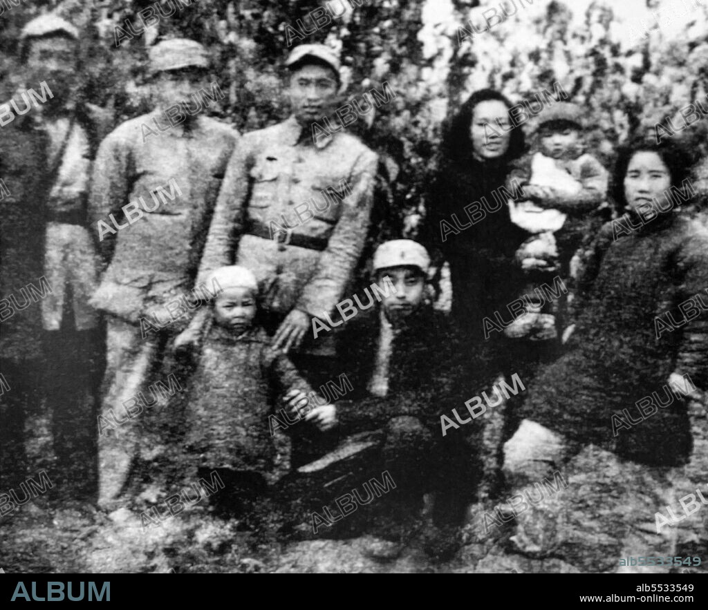 In 1945, Hua Guofeng, with his old friends Zhang Dong, Yin Zhizhi, Hong Tao and Li Li at the resident of the eighth sub-district of Jinsui. Hua Guofeng (1921 – 2008), was a Chinese politician who served as Chairman of the Communist Party of China and Premier of the People's Republic of China.