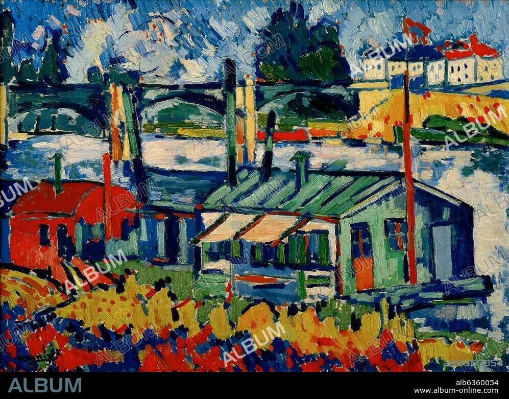 MAURICE DE VLAMINCK. Vlaminck, Maurice de. 1876-1958. "Le pont de Chatou" (Die Brücke von Chatou), 1908. Öl auf Leinwand, 54 × 73 cm. Saint-Tropez, Musée de l'Annonciade.