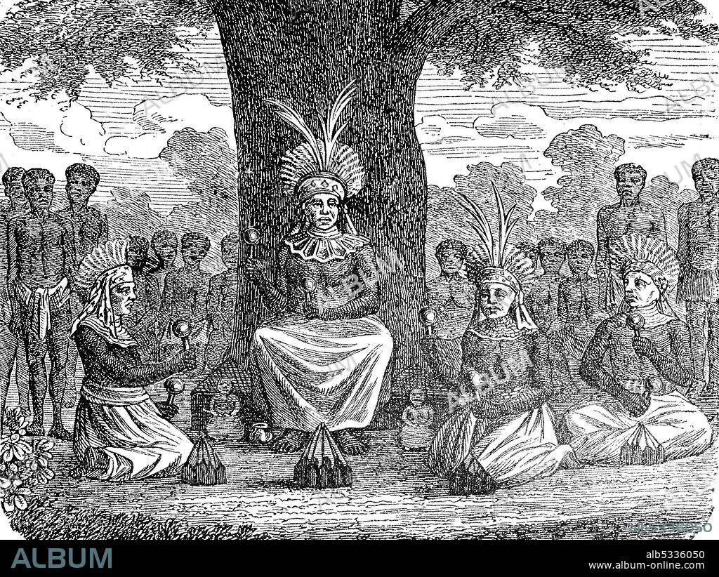 Africa, wizard from the Marua people, Urua, in present-day Kenya, in 1880  /  Afrika, Zauberer aus dem Volk der Marua, Urua, im heutigen Kenia, im Jahre 1880, Historisch, historical, digital improved reproduction of an original from the 19th century / digitale Reproduktion einer Originalvorlage aus dem 19. Jahrhundert,.