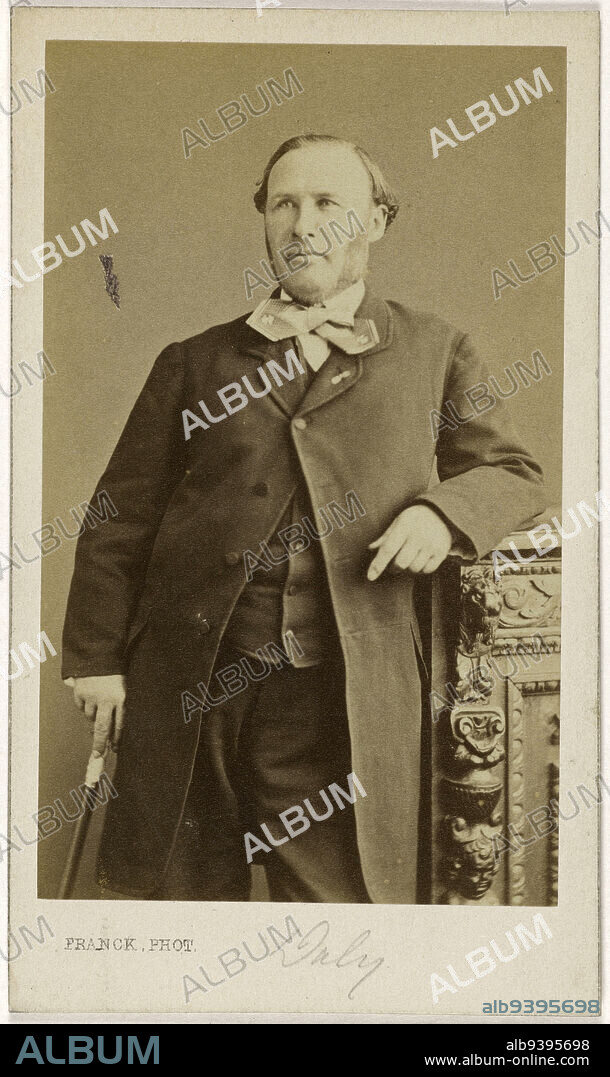 Portrait of César Denis Daly (1811-1893), (architect and archaeologist), Franck (François Gobinet de Villechole, dit), Photographer, Between 1860 and 1890, 2nd half of the 19th century, Photography, Graphic arts, Photography, Albumen paper print, Dimensions - Work: Height: 9 cm, Width: 5.5 cm, Dimensions: Height: 10.5 cm, Width: 6.2 cm.