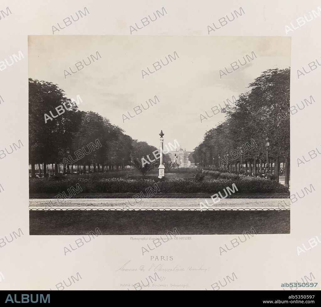 CHARLES SOULIER. Avenue de l'Observatoire (Luxembourg), c. 1867. Albumen print, from the album "Paris et ses environs".