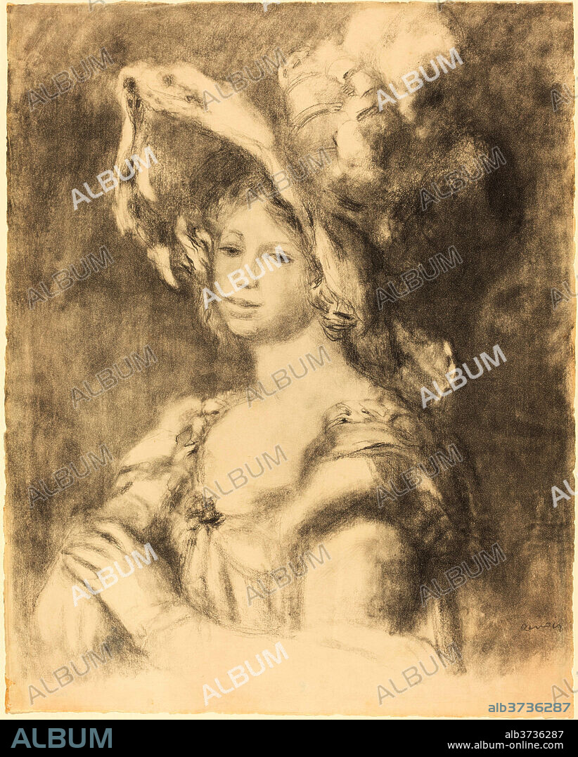 AUGUSTE RENOIR. Bust of a Young Woman (Jeune femme en buste). Dated: 1892. Medium: lithograph.