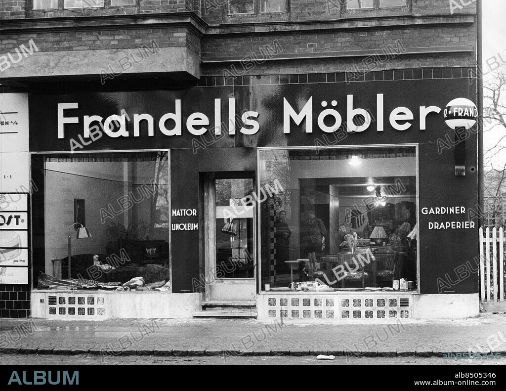 Frandells Möbler i Limhamn i Malmö 1940. Foto: Sydsvenskan / IBL Bildbyrå.