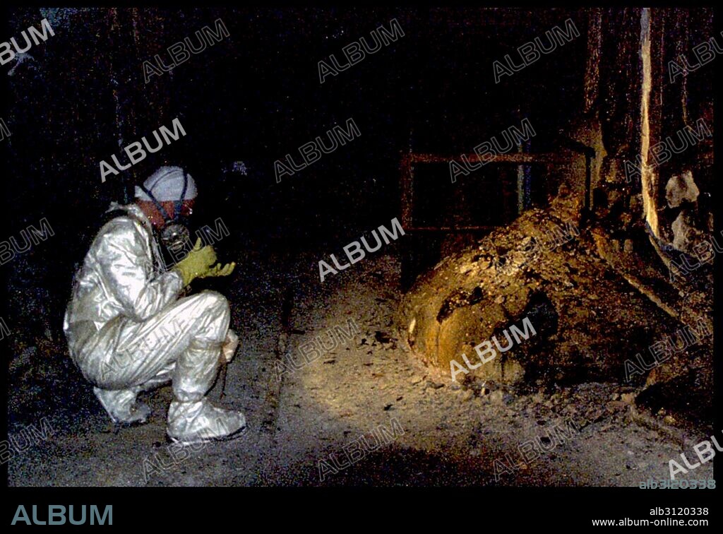 The Elephants Foot of the Chernobyl disaster. In the immediate aftermath of the meltdown, a few minutes near this object, would bring certain death. today, it is still radioactive. heat and death, though its power has weakened. The Chernobyl disaster happened at 1:23am on April 26, 1986, when extremely hot nuclear fuel rods were lowered into cooling water, an immense amount of steam was created, which — because of the reactors’ design flaws — created more reactivity in the nuclear core of reactor number 4. The resultant power surge caused an immense explosion that detached the 1,000-ton plate covering the reactor core, releasing radiation into the atmosphere and cutting off the flow of coolant into the reactor. The “Elephant’s Foot” is a solid mass made of melted nuclear fuel mixed with lots and lots of concrete, sand, and core sealing material that the fuel had melted through. It is located in a basement area under the original location of the core.