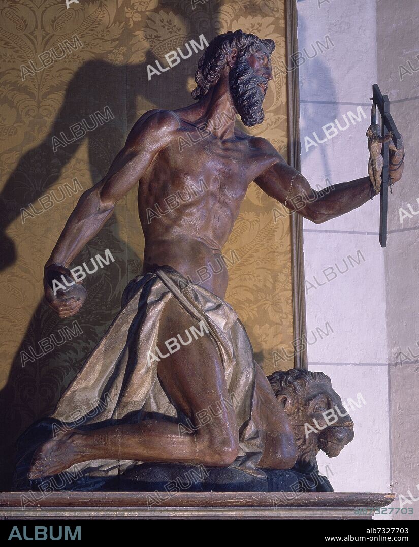 JUAN MARTÍNEZ MONTAÑÉS. ESCULTURA DE SAN JERONIMO PENITENTE REALIZADA SOBRE EL AÑO 1600 - MADERA POLICROMADA.