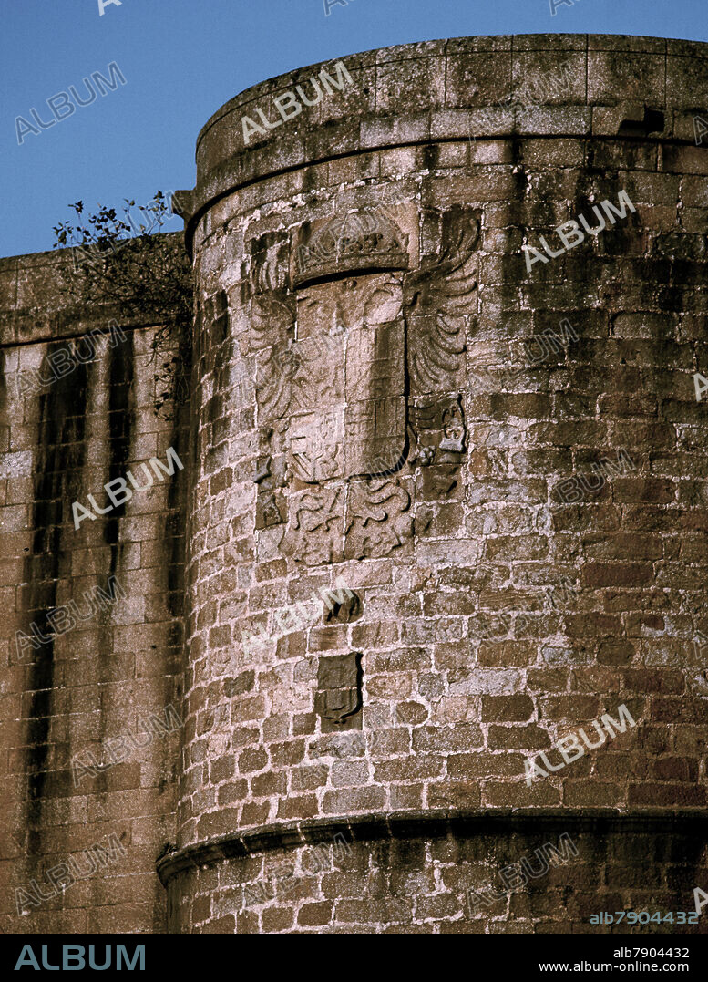 PUENTE DE ALMARAZ - DET ESCUDO IMPERIAL SOBRE PILA - S XVI.