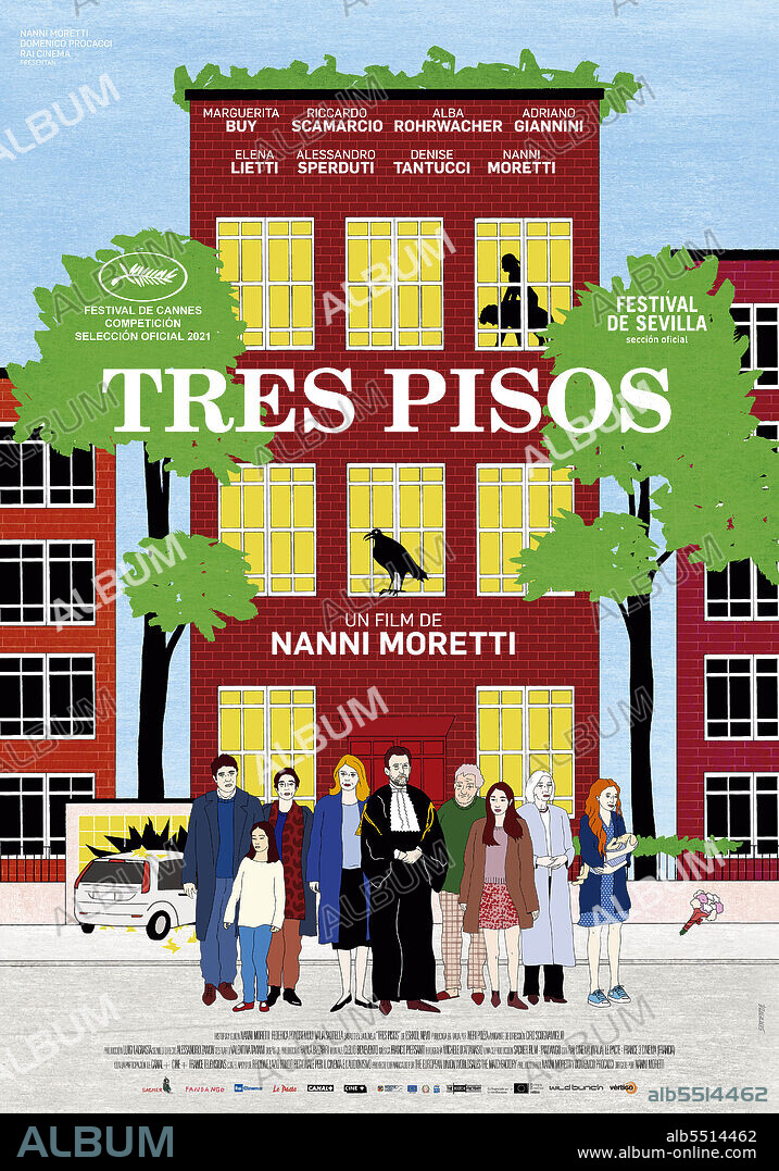Poster de TRES PISOS, 2021 (TRE PIANI), dirigida por NANNI MORETTI. Copyright RAI CINEMA.