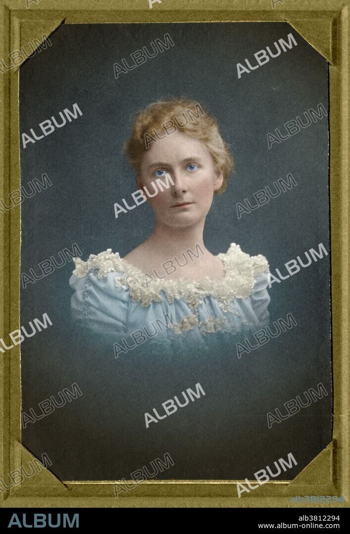 Color enhanced portrait of Florence Bascom (July 14, 1862 - June 18, 1945), an American geologist. She was the first woman to receive a PhD from Johns Hopkins University, which she did in 1893. While studying at John Hopkins she was forced to sit behind a screen so as not to disturb the men. In 1894, she was the first woman elected to the Geological Society of America. She received the position of assistant geologist at the US Geological Survey in 1896, the first woman to be appointed. From 1896 to 1908, she was an associate editor of the magazine American Geologist. She was promoted to geologist by the USGS and assigned the Mid-Atlantic Piedmont region of the United States. A great deal of her work involved the crystalline rocks and geomorphology of this region. She was also a member of the United States National Research Council and of the American Geophysical Union. She published over 40 articles on genetic petrography, geomorphology, and gravel. She died in 1945 at the age of 82. This image has been color enhanced.