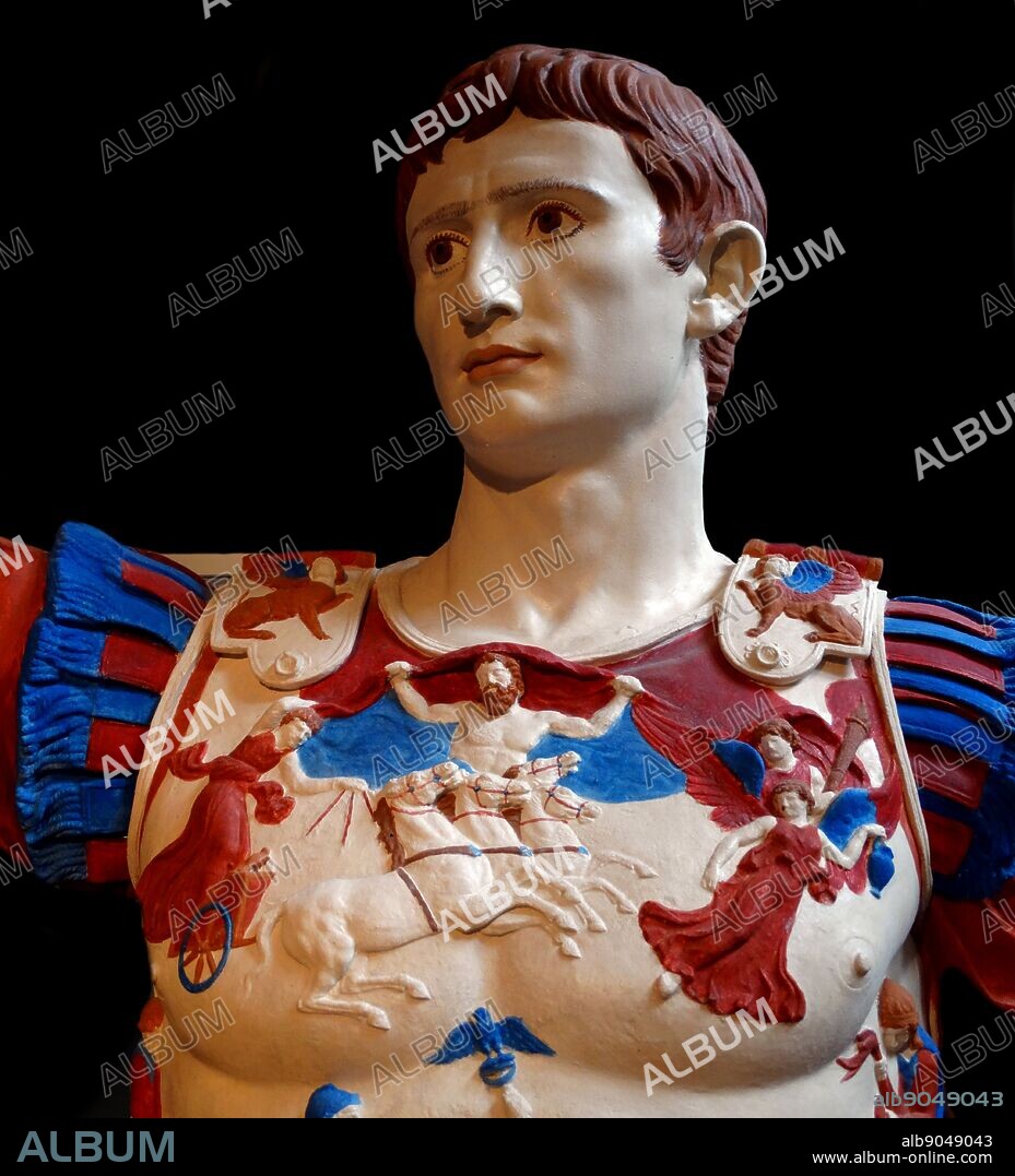 detail from the statue of Augustus Prima Porta from the Villa Livia; near Rome 20 B.C. The statue has been coloured to approximate its' original style.