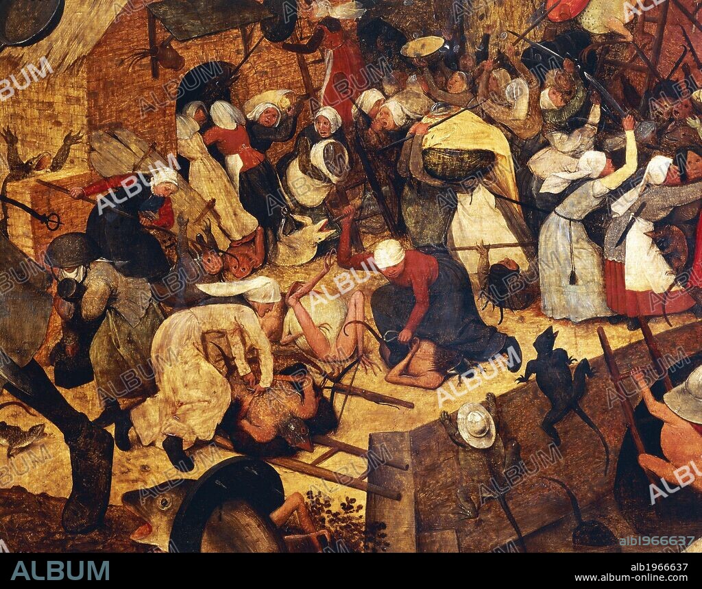 Mad Margaret (Dulle Griet), ca 1561, by Pieter Brueghel the Elder (1525-1569), oil on canvas, 115x161 cm. Detail.