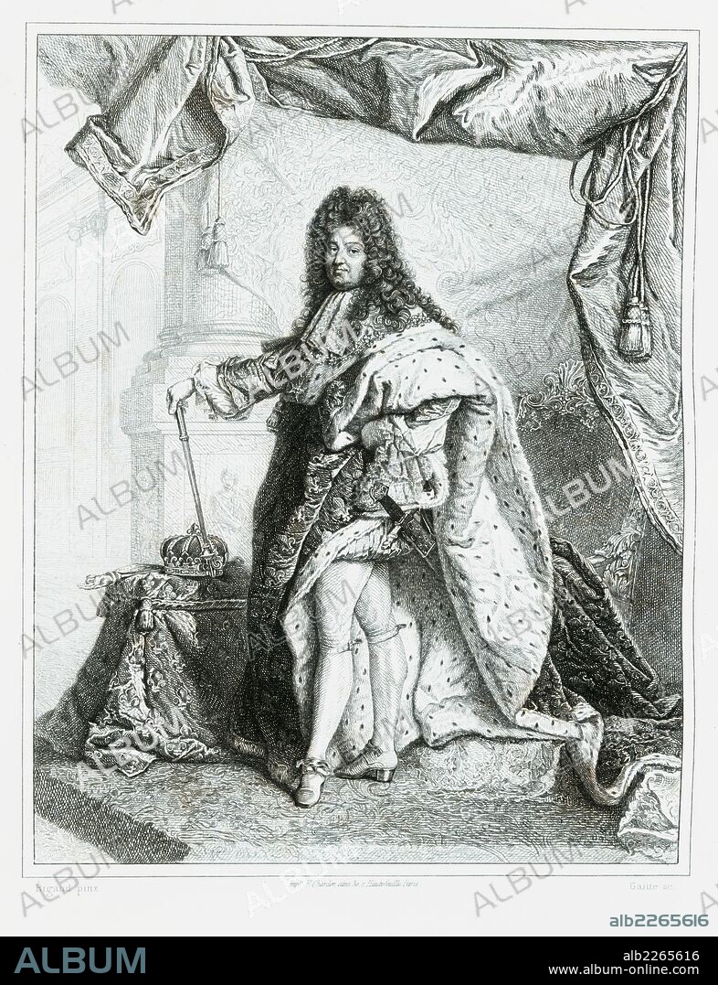 Francia. Luis XIV (1638-1715), llamado el rey Sol. Grabado de 1853.