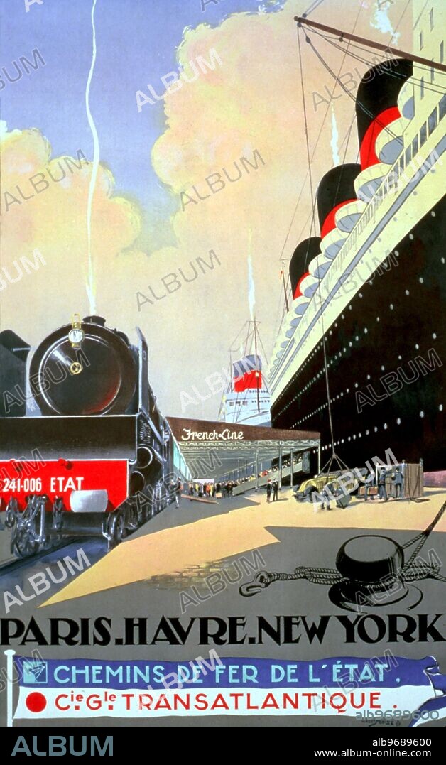 Poster by Sebille - Chemins de fer de l'etat - Paris, Havre, New York - © TopFoto.